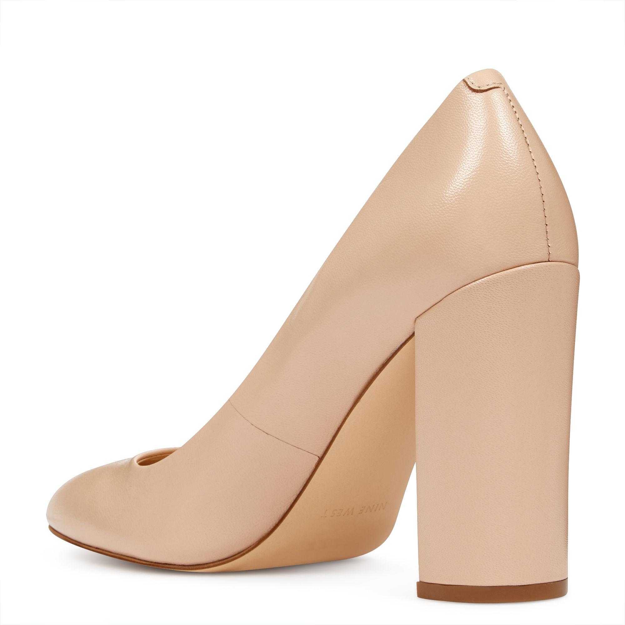 nine west block heel nude